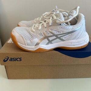Asics Kids White and Silver Court Sneakers size 1.5
